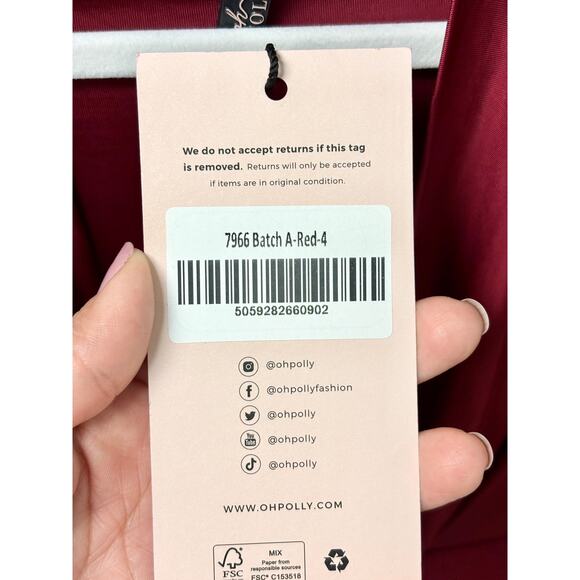 NWT Oh Polly Oakley Jersey Long Sleeve Plunge Neck Bodycon Mini Dress Ruby Sz 0 - Picture 6 of 6